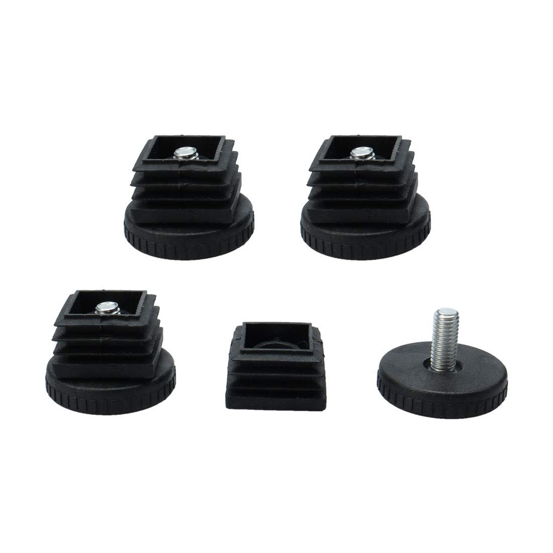 Sourcingmap Leveling Feet 30 x 30mm Square Tube Inserts Kit Furniture Glide Adjustable Leveler with Nuts for Table Sofa Chair Leg 4 Sets