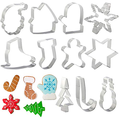 Christmas Cookie Cutters , RUCKAE 11-Piece Holiday Cookie Cutters Set, Christmas Tree, Christmas Socks,Snowman,Snowflake,etc,Cookies Molds for DIY Baking Cake Craft Pastry Bakeware Decoration