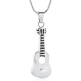 Oinsi Guitar Urn Necklace for Ashes Cremation Pendants Jewelry Ashes Holder Memorial Urn Necklace Cremation Jewelry for Human with Filling Kits