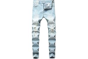 NEWSEE Boy's Skinny Fit Ripped Destroyed Distressed Stretch Denim Slim Jeans Pants