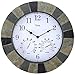 Lily's Home Hanging Wall Clock, Includes a Thermometer and Hygrometer and is Ideal for Indoor and Outdoor Use, Faux-Slate (13 Inches)