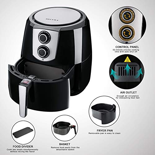 Secura Air Fryer XL 5.5 Quart 1800Watt Electric Hot Air Fryers Extra