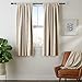 Amazon Basics Room Darkening Blackout Window Curtain with Rod Pocket and Tie Back, 52 x 63 Inches, Beige - Set of 2