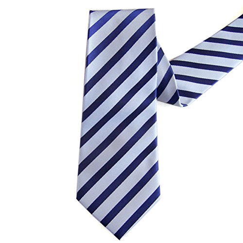 Extra Long Tie Blue Striped Men's Woven Handmade Necktie 63"
