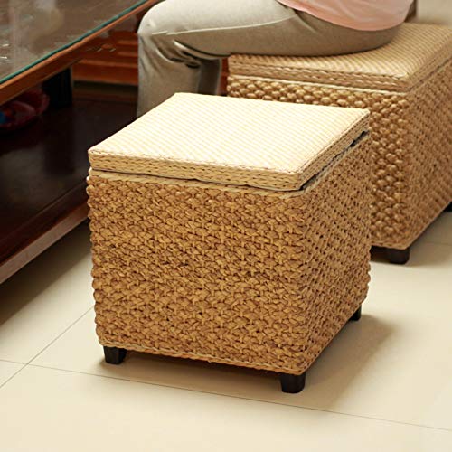 Myhzh Ottoman Footstools Stools Footstool Step Stools Work Stool Step Stool Rattan Storage Box Sort Out Square Wearing Shoes Change Shoes Totem Wicker Guide