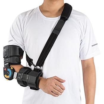 Hinged ROM Elbow Brace with Sling, Adjustable Post OP Elbow Brace Stabilizer Splint Arm Injury Recovery Support-Right