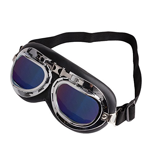 Vintage Motorcycle Goggles,  Anti-UV Adjustable Motorcycle Glasses Motocross Pilot Scooter Goggles Harley for Kids, Men and Women