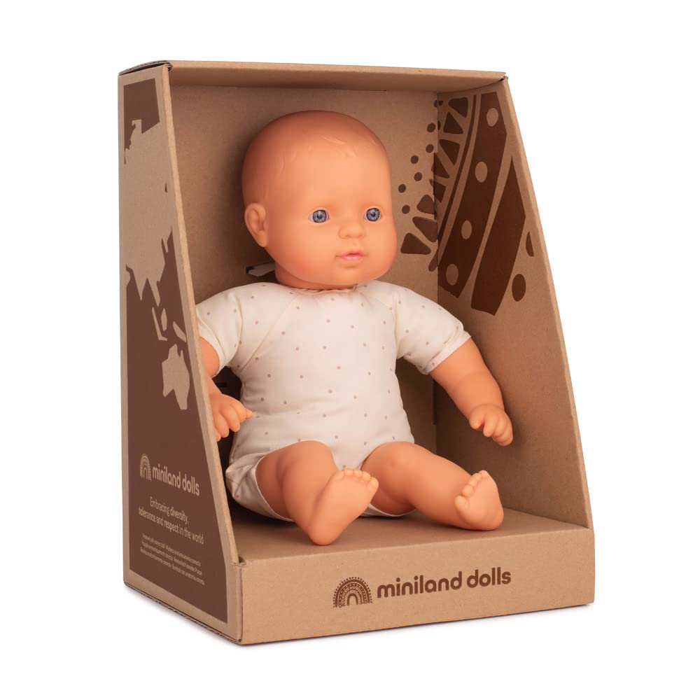 Miniland Caucasian soft body doll 32cm in retail box with underwear, Natural (31362)