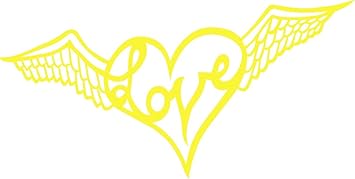 Amazon Com Love Heart With Angel Wings Vinyl Decal Brimstone Yellow Computers Accessories