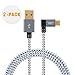 CableCreation [2-Pack 6.5 Feet Right Angle USB 2.0 Braided Cable, 90 Degree Vertical Right USB 2.0 A Male to Micro USB Male with Aluminium Case,2 Meters, Space Gray