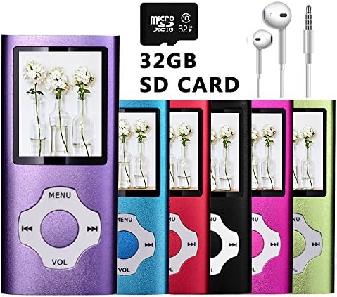 VOLGER DIGITAL 32GB Versatile Mini MP3 MP4 Music Player Internal Micro SD Card Lossless Sound Hi-Fi Entry Video Movie Player FM Radio Voice Recording Photo Viewer E-book Reader Media Player (Purple)