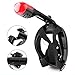Snorkel Mask,FITFORT Full Face 180° Panoramic GoPro Compatible Foldable Airtube Anti-Fog Easy Breath with Larger viewing Design for Adults and Kids-Red&Black(M Code)