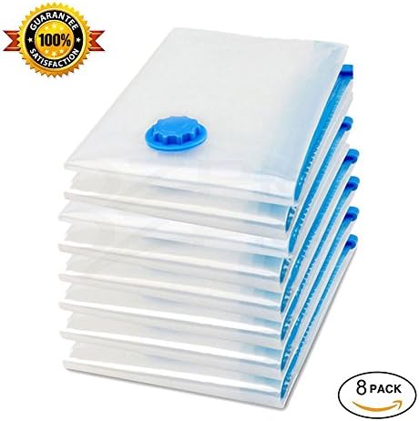 Vacuum storage Bags Space Saver for Pillows, Bedding, Towel, Blanket,Clothes For Travel, Jumbo Size without Hand Pump(8, Jumbo)