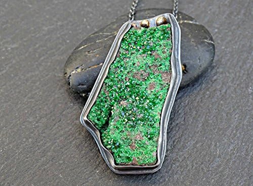 big uvarovite pendant druze, green garnet necklace, green druzy pendant crystal necklace, big drusy necklace uvarovite druse