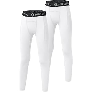 Niksa Boys Compression Pants, Youth Athletic Leggings for Football Baseball | Quick Dry Base Layer, Spandex Tights Kids Moist