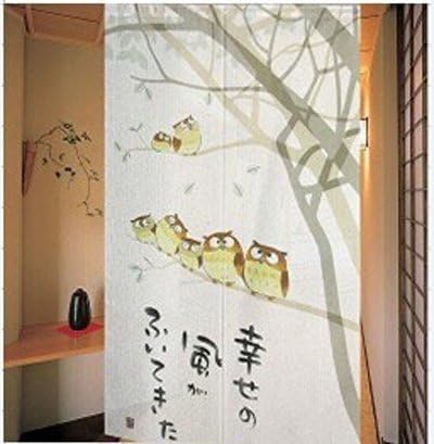 Japanese Noren Doorway and Door Curtain Happy Singing Seven Owls Pattern Children Room Curtains