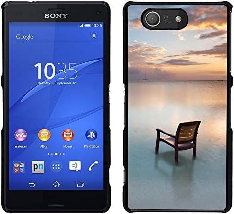 GIFT CHOICE / Slim Hard Protective Case SmartPhone Shell Cell Phone Cover for Sony Xperia Z3 Compact // Chair Beach Sea Water Ocean Sunset Sky //