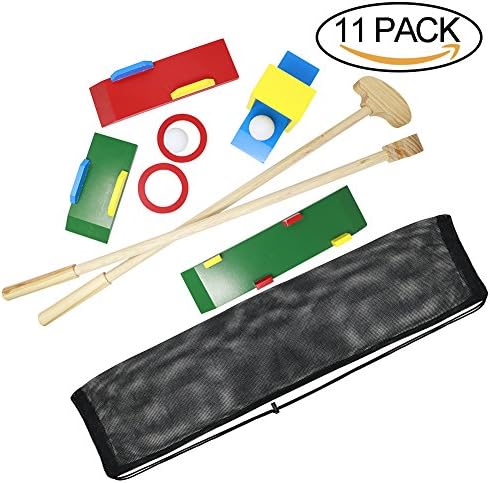 NEOWOWS Wooden Toy Golf Set 2-Player Mini Golf Games with Carrying Bag for Camping Party Lawn Games
