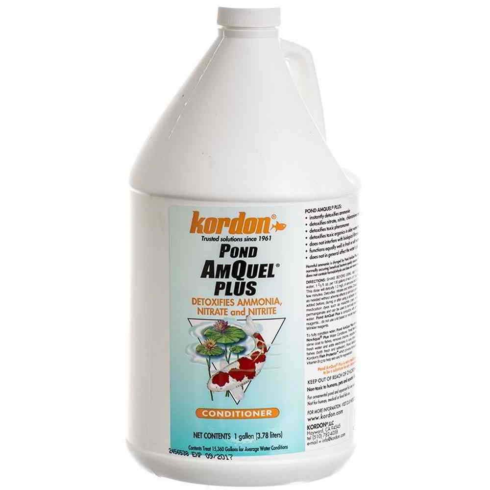 KordonAmQuel Plus Pond Water Conditioner Concentrated - Quickly Detoxifies Ammonia, Nitrites & Nitrates; Instant Chlorine & Chloramines Remover, 1-Gallon