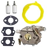 NIMTEK New Carburetor with Fuel Line Fuel Filter Gasket for Tecumseh 640347 640347A TM049XA TC200 TC300 2-Cycle Vertical Engine Strikemaster Jiffy Ice Auger