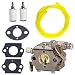 NIMTEK New Carburetor with Fuel Line Fuel Filter Gasket for Tecumseh 640347 640347A TM049XA TC200 TC300 2-Cycle Vertical Engine Strikemaster Jiffy Ice Auger