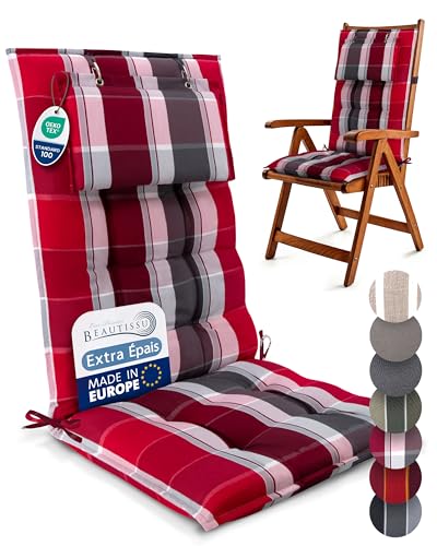 Beautissu 3er Set Premium Hochlehner Auflage Kopfpolster rutschfest robust