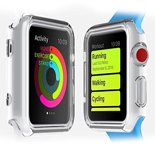 Apple Watch Case, FOLOME Plated Soft Slim TPU Protective Case Flexible Anti-Scratch Bumper Cover for iWatch Series 3 Series 2 Series 1 Watch Sticker (38mm Clear Case)