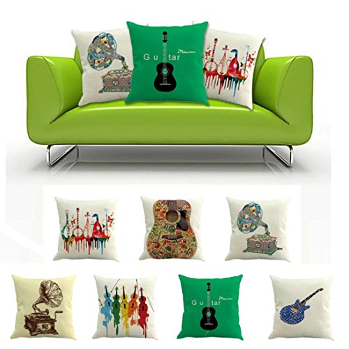 Woaills Home Goods - Sham Square 18" Throw Pillow Case - Geometry Painting Instrument Design Linen Cushion Cover Sofa Home Decor With Hidden Zipper (B)
