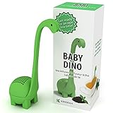 Baby Dino Loose Leaf Tea infuser with Long Handle Neck & Cute Ball Body. Not a Shark, Nessie or t rex it's a deep diver. Your Green Silicone Tea Strainer & Steeper with Gift Box
