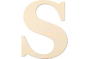 YRONTY 12 Inch Wooden Letters S, 1/5 Inch Thick Blank Unfinished Wood Letter Wooden Sign Board for Painting, Craft and Home Wall Decoration