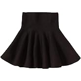 Mesinsefra Little Big Girls' High Waist Knitted Flared Pleated Skirt Casual
