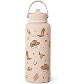 Western Cowgirl Water Bottle 32oz Stainless Steel with Lid, Insulated Bottles for Women Girls, Gift Idea for Birthday Christmas