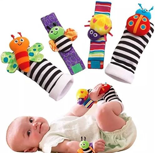 1 X Baby Socks Toys Wrist Rattles and Foot Finders Set 4pc New Style