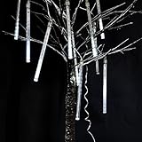 White 12 inch 18 led Bulb Per 1 Tube String Meteor Shower Rain Tube Snowfall LED Light for Christmas Xmas Tree Garden Decoration Amazing Meteor Shower Rain Snowfall 10 tube 16.5 ft String
