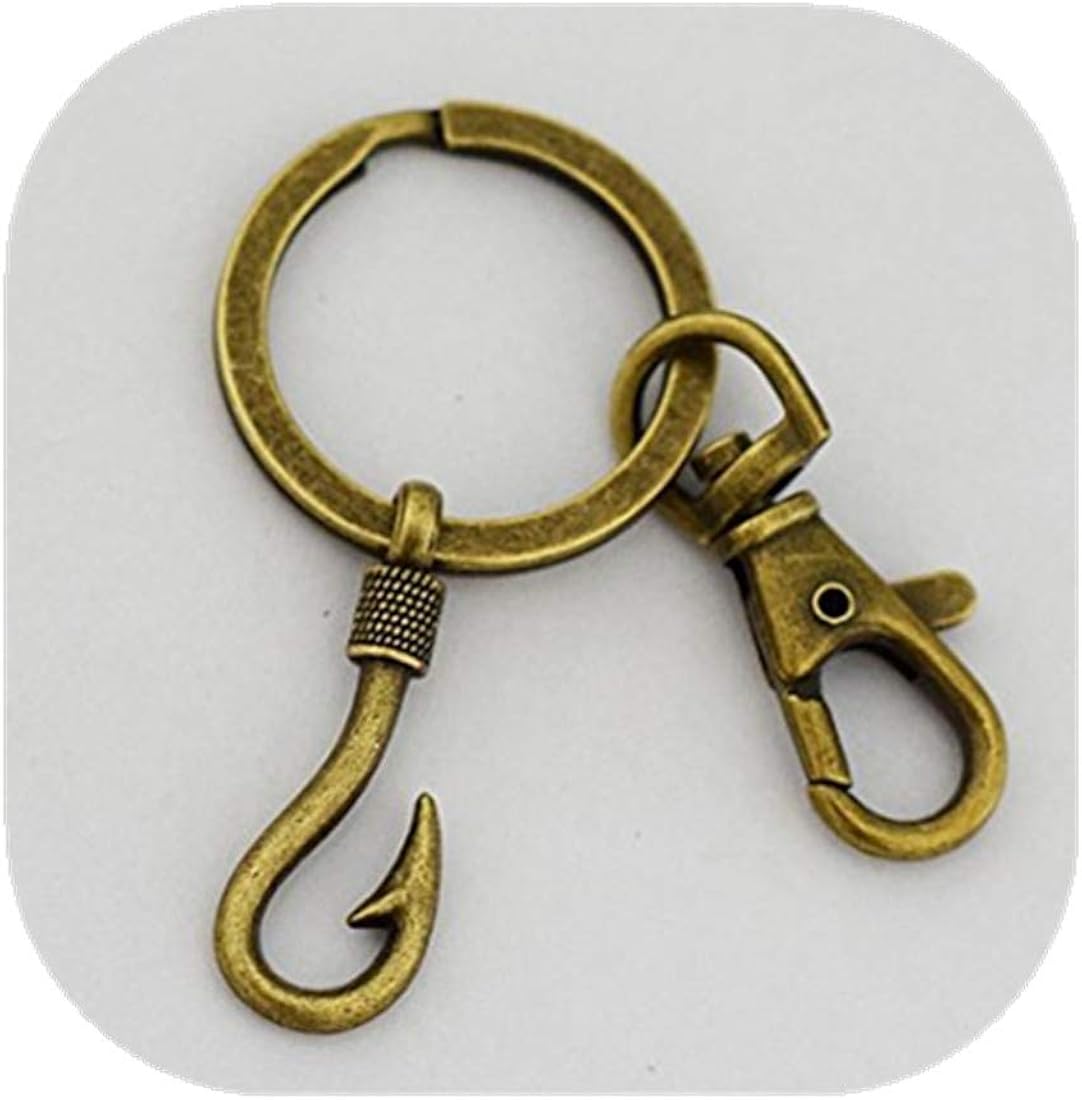 Fish Hook Keychain Bronze Fishhook Keychain Personalized Keychain