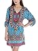 Women Bohemian Neck Tie Floral Print Ethnic Style Shift Dress (Small, pattern 8)