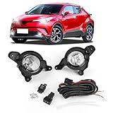 Artudatech Pair Halo Fog Lights For Toyota c-hr Halogen 2017 2018 Driving Lamps with Wires Switch