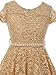 BluNight Collection Big Girls Cap Sleeve Floral Lace Rhinestones Belt Asymmetrical Birthday Flower Girl Dress Gold 14 (2J1K0S2)