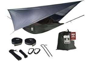 Oak Creek Portable Single Camping Hammock with Mosquito Bug Net and Tree Straps 274cm x 122cm