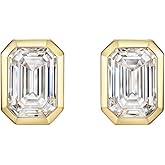 Michooyel 1ct Emerald Cut Stud Earrings for Women 18k Gold Plated Sterling Silver Solitaire Women's Earrings