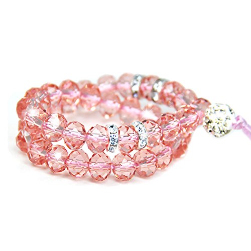 Cell Phone Lanyard Strap - JAZ 2 Pack Bling Crystal Beads Hand Wrist Lanyard Strap String for Cell Phone Camera Purse MP3 MP4 iPod PSP Keychain (Crystal Pink+Crystal Gold) - Thumbnail 2