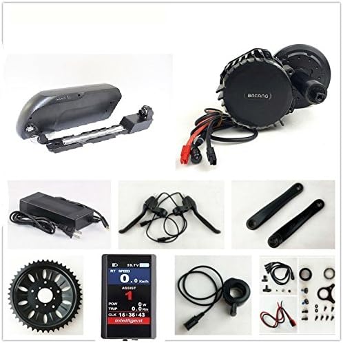 8FUN BBSHD BBS03 48V 1000W Bafang Mid Drive Ebike Kit Bottom Bracket Width:100 mm with LCD-TFT850C Display + 48V 14.5AH Tube TigerShark Frame Case Panasonic Cell Battery with 5A Charger