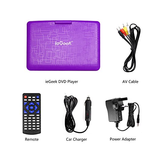 ieGeek 12.5" Portable DVD Player, 5 Hour Rechargeable Battery, Region