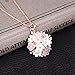 POKICH Rose Gold-Tone Pink Flower Stud Earring and Pendant Necklace Set Costume Fashion Jewelry Set for Women