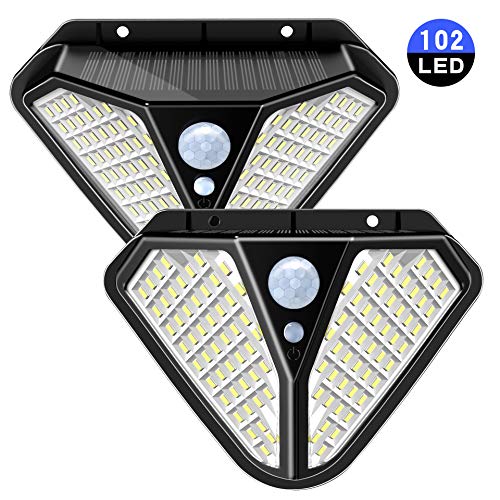 Solar Lights Outdoor Motion Sensor, 102LED Solar Security Lights 270° Wide Angle Solar Powered Panel Lights IP65 Waterproof Wall Lights for Garden, Patio Yard, Deck Garage, Fence, 3 Modes (2 Pack) - Thumbnail 7