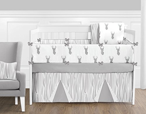 image for Sweet Jojo Designs Fitted Crib Sheet for Grey and White Woodland Deer 