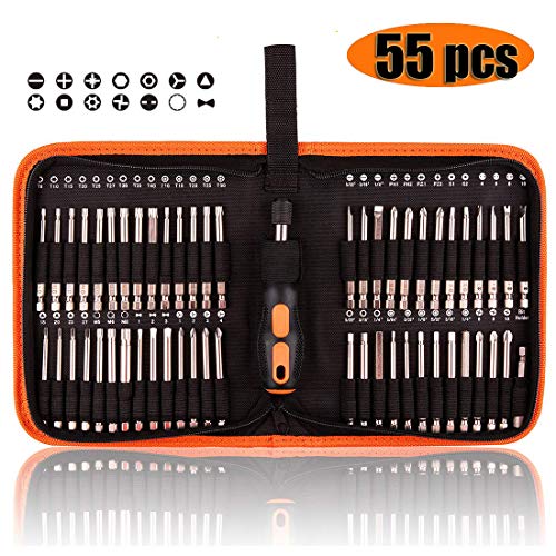 ZEXETT Screwdriver Bit Set, 55 PCS Extra Long Security Power Bit Set Magnetic Driver Kit, Hex, Star Bits, Philips, Square, Spanner Bits with Carry Case, 1/4