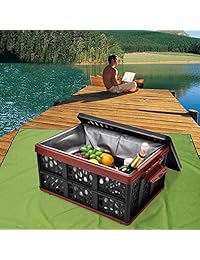 ALEZYWELS   Organizador plegable para maletero de coche y caja de almacenamiento, perfecto para SUV, coche, vehículos, furgonetas, viajes y camping, Negro