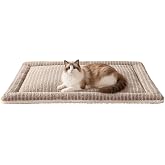 SOMAHE Self-Warming Cat Bed Mat, 1.5 Inch Thick, 23.6 x 15.7 Inch, Coffee | Reversible Moon Fleece &amp; Sherpa Sleeping Pad, Quiet Crinkle-Free Comfort, Machine Washable for Indoor Cats