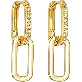 Chunky Gold U Shape Hoop Earrings for Women Dainty Paperclip Oval Chain Cable Link Earrings Minimalism Fashion Jewelry Gift